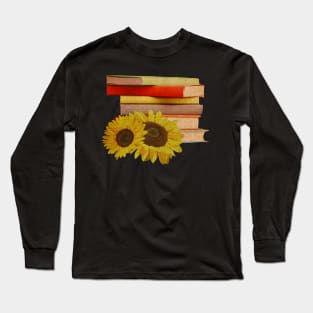 Books and sunflowers vintage Long Sleeve T-Shirt